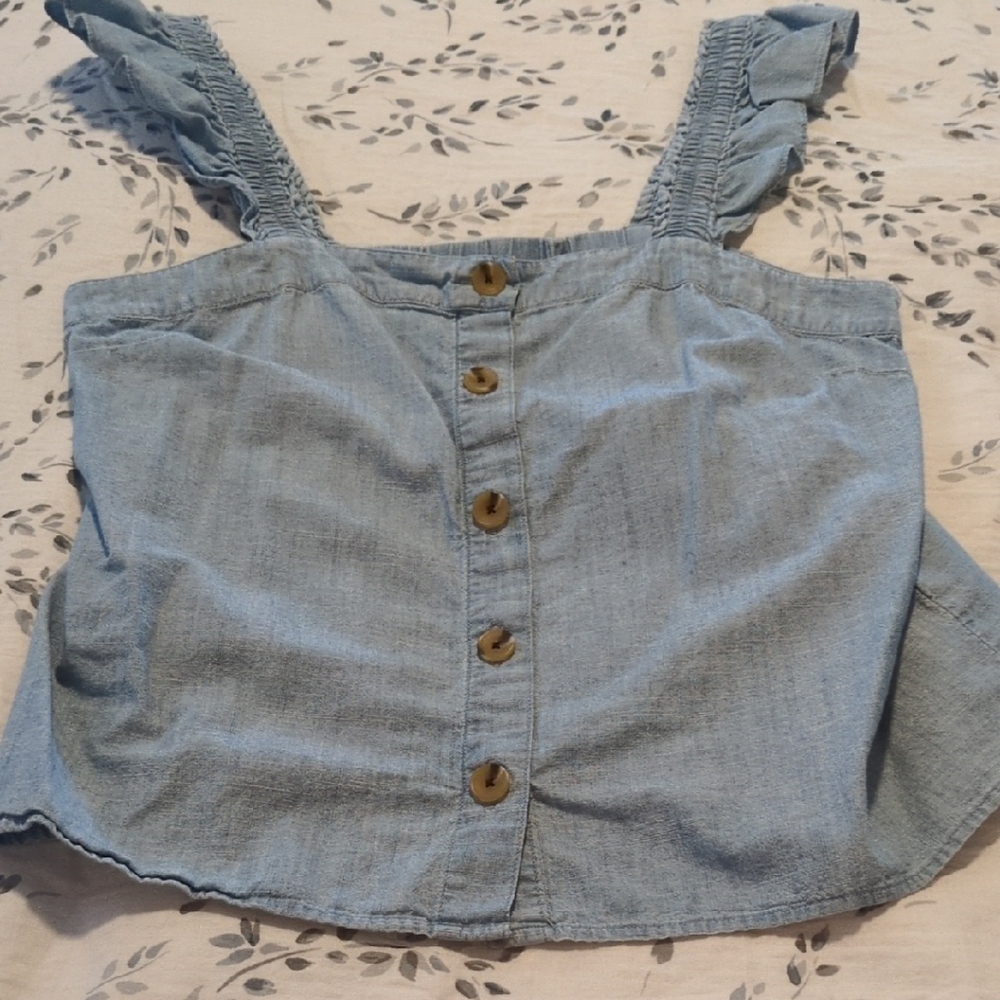 J. Crew Women's Denim Blue Button-Up Blouse